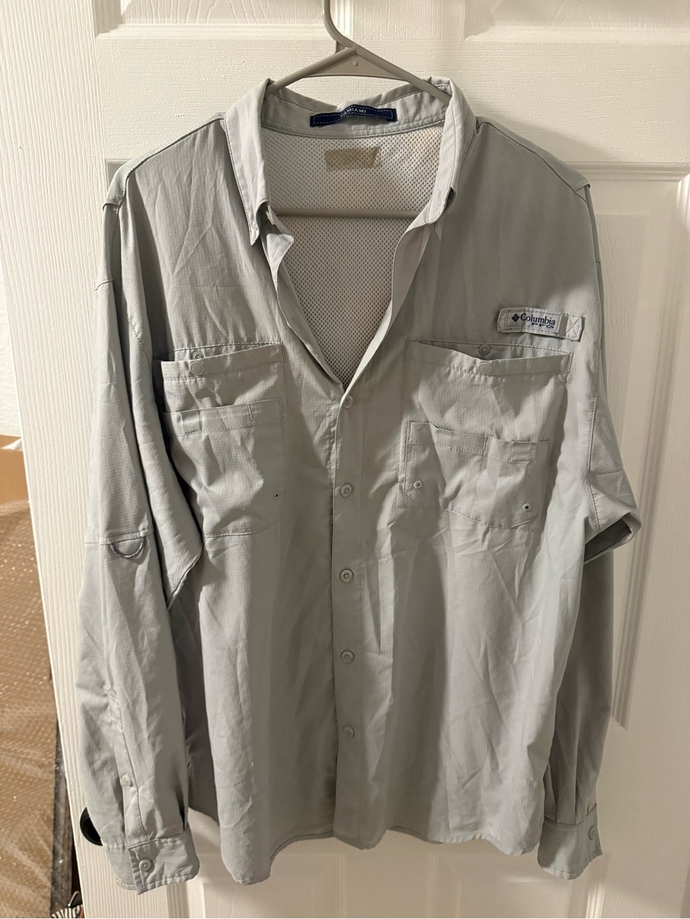 Columbia Light Gray Long-Sleeve Outdoor Shirt Jacket